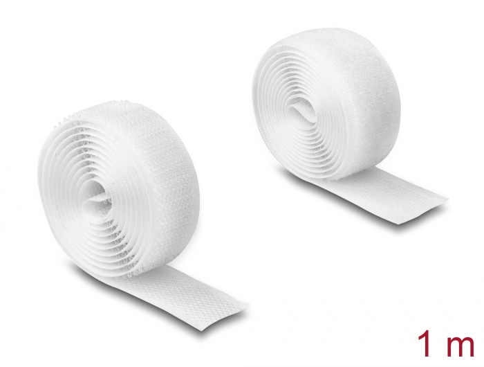DELOCK ταινία τύπου Velcro 20918, heavy duty, 1mx20mm, λευκή