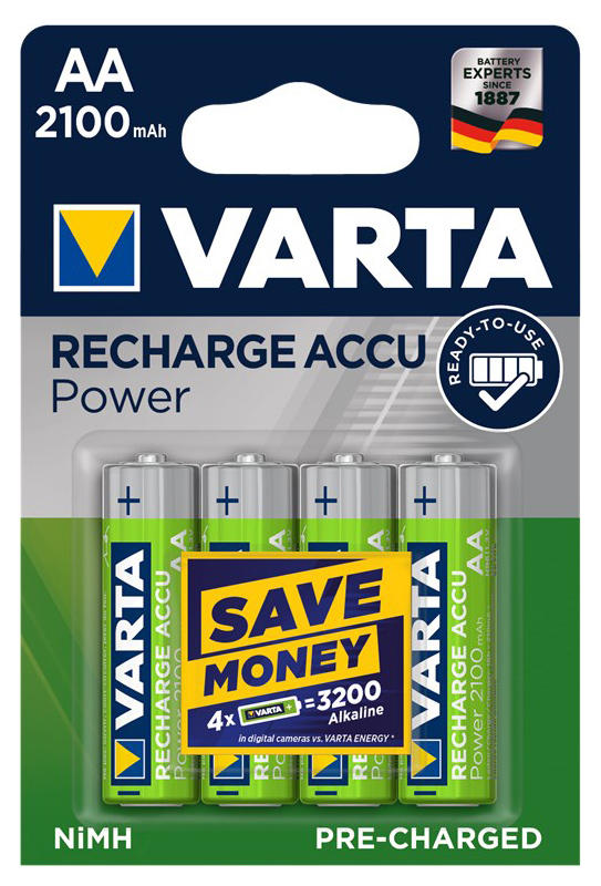 VARTA Power επαναφορτιζόμενη μπαταρία 43462, 2100mAh AA HR6 Mignon, 4τμχ