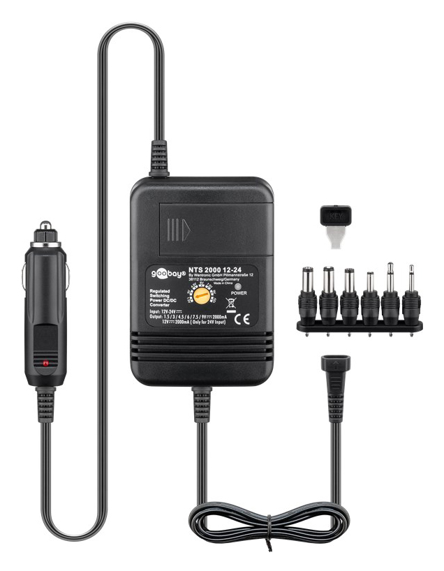 GOOBAY φορτιστής αυτοκινήτου 53439, 12V-24V, 24W-2A, 6 tips