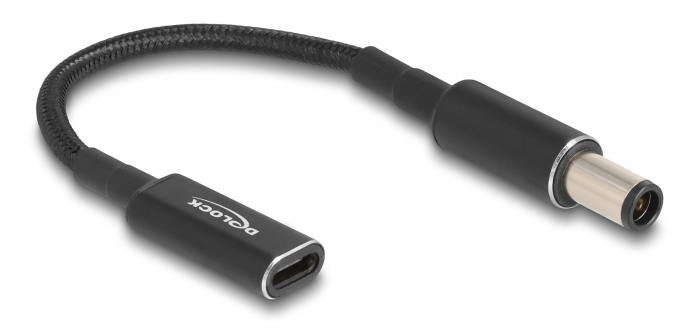 DELOCK καλώδιο τροφοδοσίας 60032, USB-C σε HP 7.4×5.0mm, 15cm, μαύρο