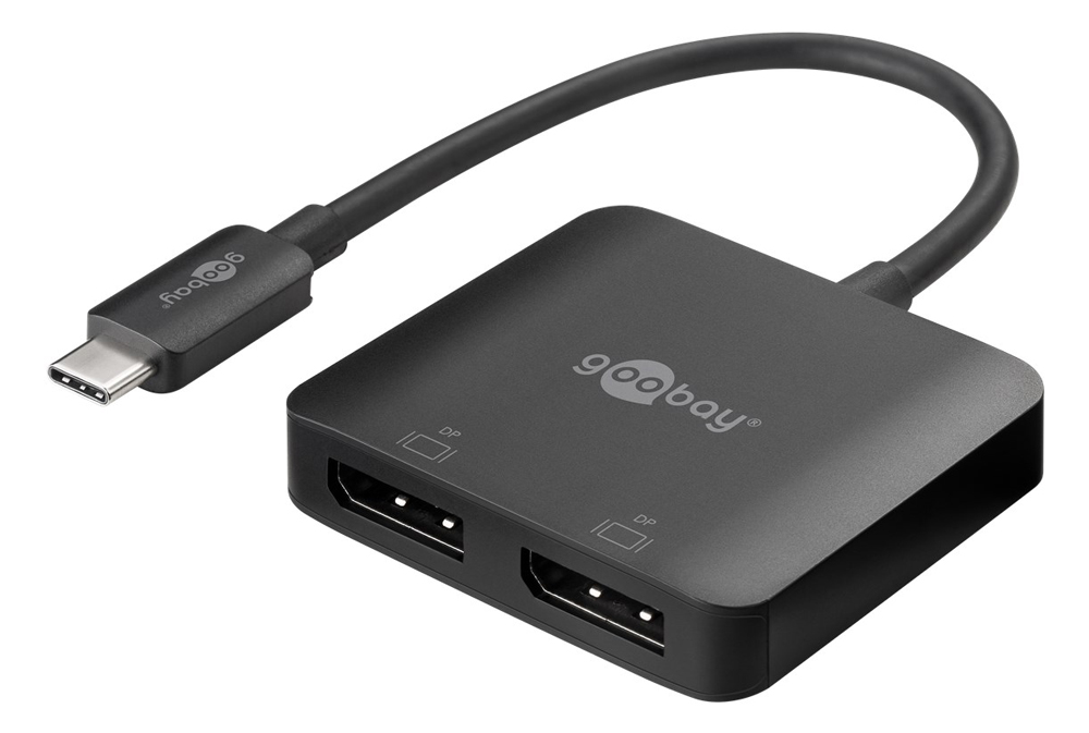 GOOBAY αντάπτορας USB-C σε 2x DisplayPort 60171, 8K/30Hz, MST, μαύρος