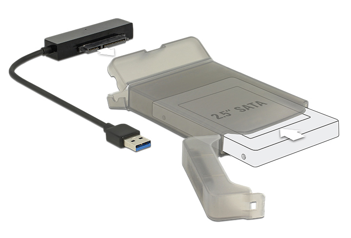 DELOCK αντάπτορας USB σε SATA 62742 με θήκη για 2.5″ HDD/SSD, 6Gbps