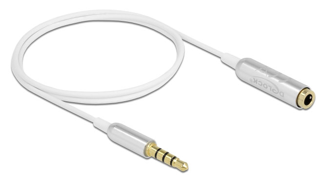 DELOCK καλώδιο 3.5mm αρσενικό σε θηλυκό 66072, CTIA, 32AWG, 0.5m, λευκό