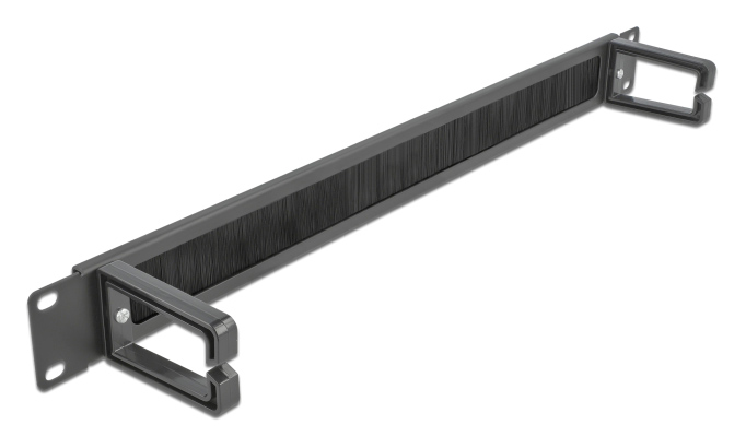 DELOCK cable management 66486, 19″/1U rack, 2x γάντζοι & βούρτσα, μαύρο