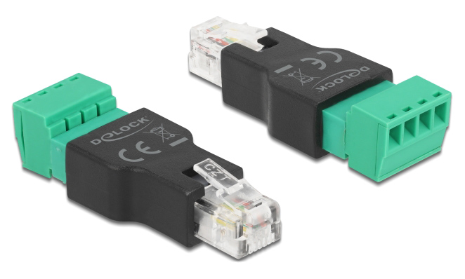 DELOCK αντάπτορας RJ11/14 σε Terminal Block 4pin 66527, 2-part, 1τμχ