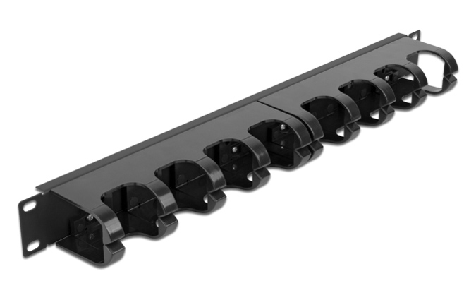 DELOCK cable management 66849 για rack 19″/1U, 10x γάντζοι, μαύρο
