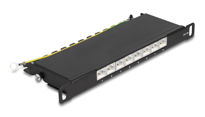 DELOCK patch panel 66870 για καμπίνα δικτύου 10″/0.5U, 8x ports, μαύρο