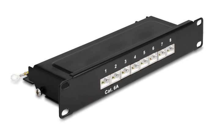 DELOCK patch panel 66872 για καμπίνα δικτύου 10″/1U, 8x ports, μαύρο