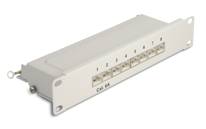 DELOCK patch panel 66873 για καμπίνα δικτύου 10″/1U, 8x ports, γκρι