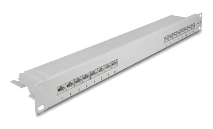 DELOCK patch panel 66877 για καμπίνα δικτύου 19″/1U, 16x ports, γκρι