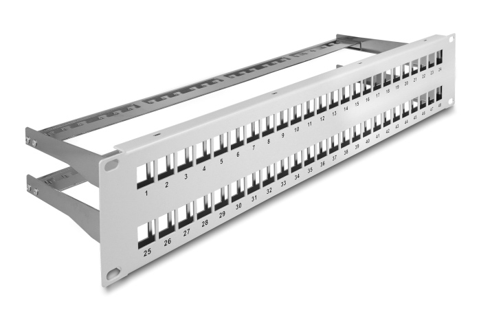 DELOCK Keystone patch panel 66879, 19″/2U, 48x ports, γκρι