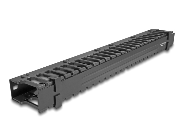 DELOCK cable management 67022 για rack 19″/1U, 3 ανοίγματα, μαύρο