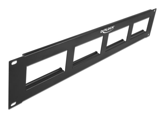 DELOCK patch panel Easy 45 81378, 19″, 2U, 90.5×45.2mm x4, μαύρο