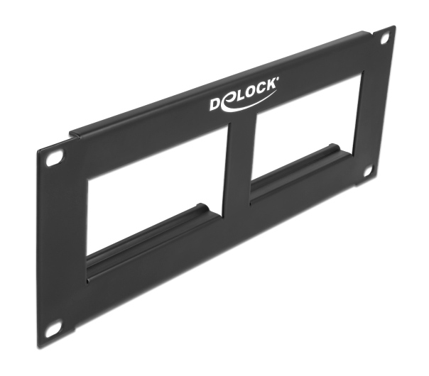 DELOCK patch panel Easy 45 81379, 10″, 2U, 90.5×45.2mm x2, μαύρο
