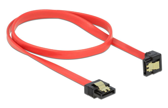 DELOCK καλώδιο SATA 83979, γωνιακό, 6Gb/s, 50cm, κόκκινο
