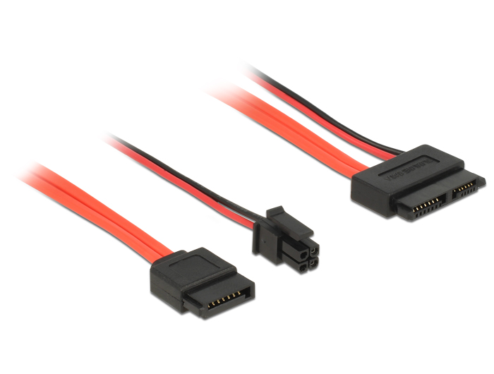 DELOCK καλώδιο SATA 6Gb/s 7pin + 4pin σε SATA 13pin 84848, γωνιακό, 30cm