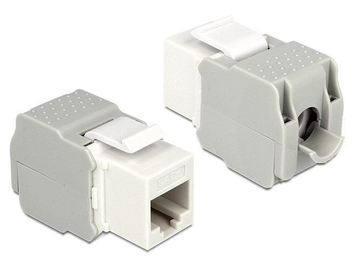 DELOCK Keystone Module RJ45 female, Cat.6 UTP, λευκό