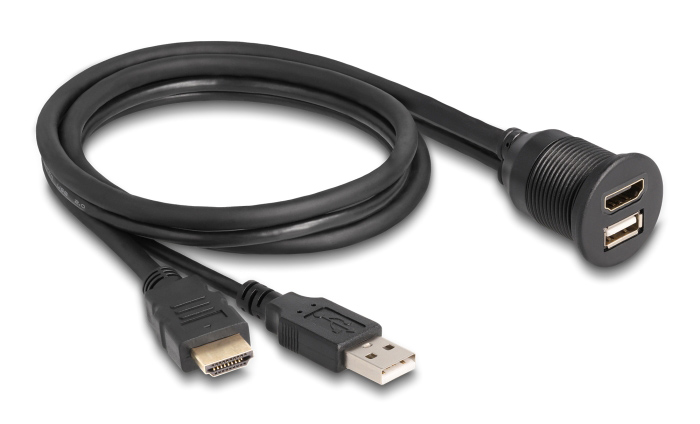 DELOCK καλώδιο HDMI & USB 87880, αρσενικό σε θηλυκό, IP67, 1m, μαύρο