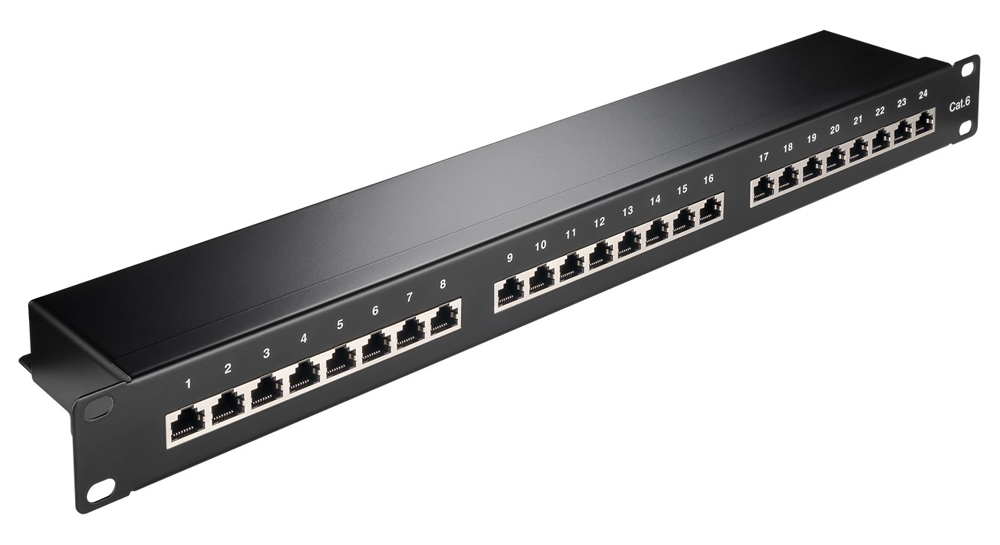 GOOBAY patch panel 93048 19″/1U, 24x ports, CAT 6 STP, μαύρo
