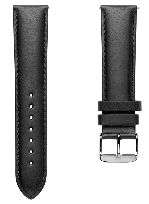 Λουράκι ρολογιού BAND-008-BK, 22mm, δερμάτινο, μαύρο