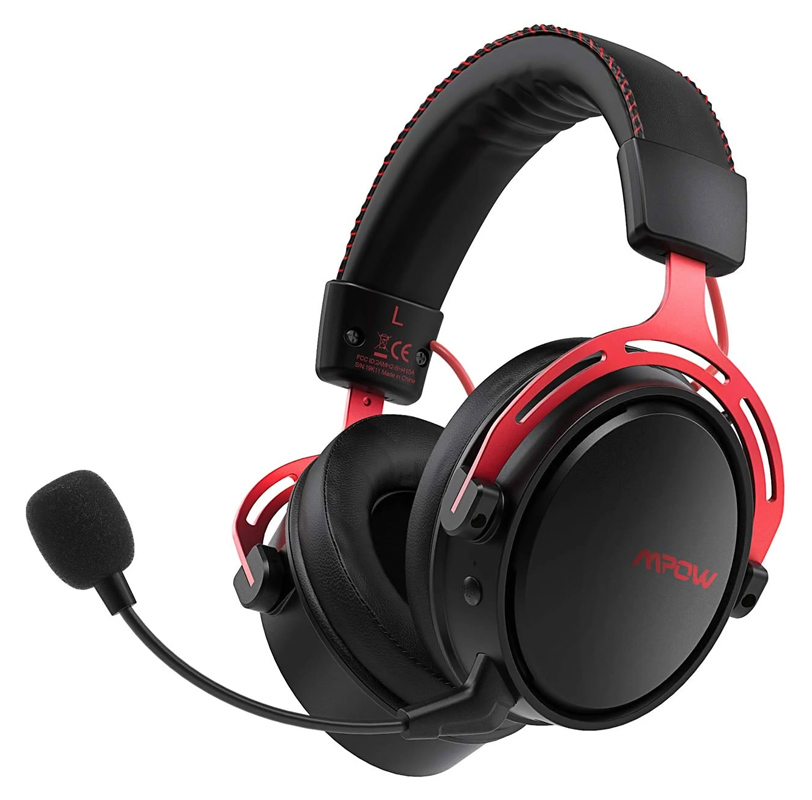 MPOW gaming headset Air 2.4GHz, wireless & wired, mic, μαύρο-κόκκινο