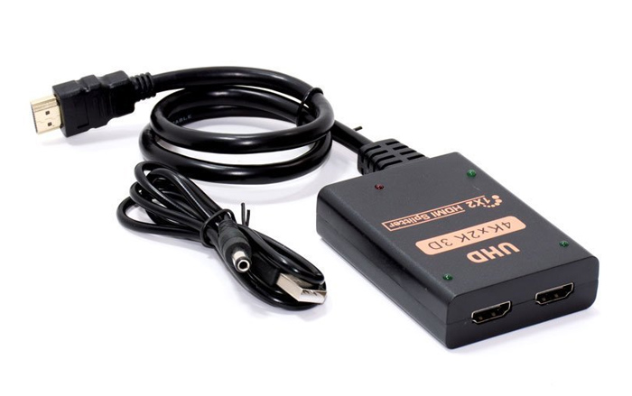 HDMI splitter CAB-H156, 1-in σε 2-out, 4K/60Hz, HDR/HDCP, 50cm, μαύρο