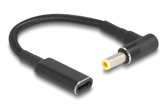 POWERTECH καλώδιο τροφοδοσίας CAB-UC068, USB-C σε 5.5×2.5mm, 15cm, μαύρο