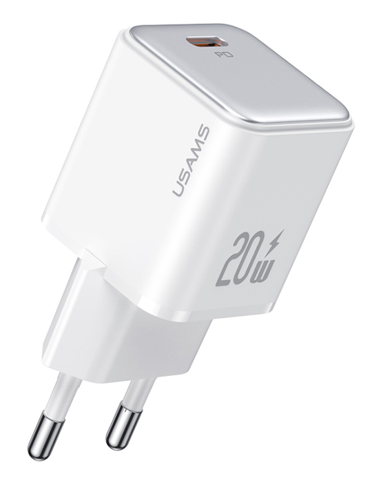 USAMS φορτιστής τοίχου US-CC183, USB-C θύρα εξόδου, 20W PD, λευκός