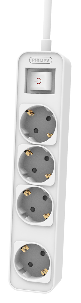 PHILIPS πολύπριζο CHP2144W-10, 4x schuko 16A, 1.5m, λευκό