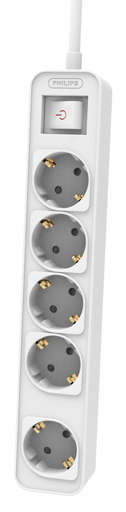 PHILIPS πολύπριζο CHP2154W-10, 5x schuko 16A, 1.5m, λευκό