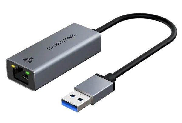 CABLETIME αντάπτορας δικτύου CT-AML1000, USB, 1000Mbps Ethernet, γκρι