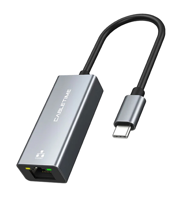 CABLETIME αντάπτορας δικτύου CT-CML1000, USB-C, 1000Mbps Ethernet, γκρι