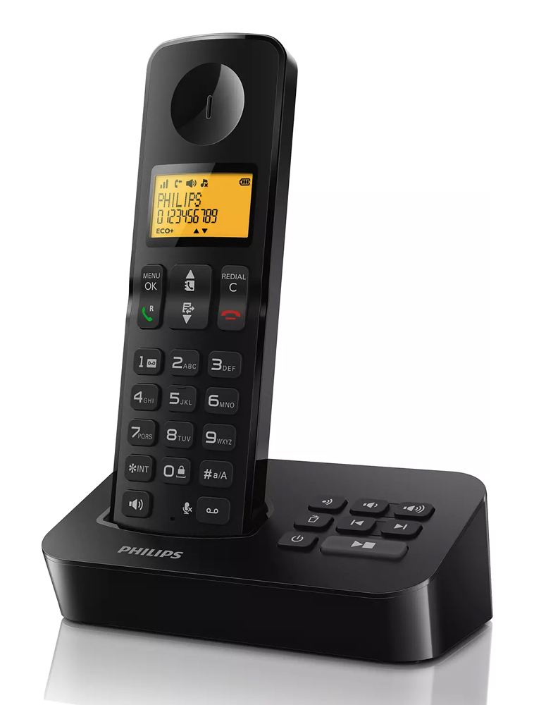 PHILIPS ασύρματο τηλέφωνο D2651B-34, με ελληνικό μενού, μαύρο