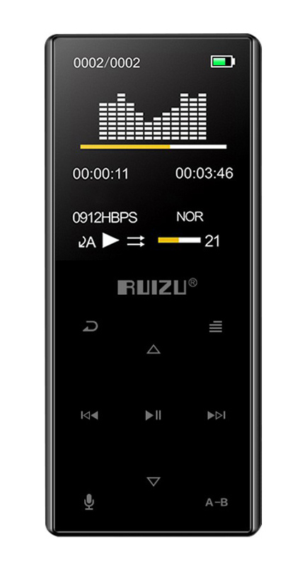 RUIZU MP3 player D29 με ηχείο, 1.8″, 16GB, BT, ελληνικό μενού, μαύρο