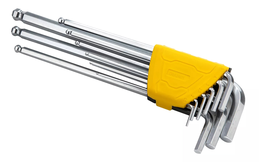 DELI σετ κλειδιά Allen DL3090, extra long βραχίονα, 1.5-10mm, Cr-V, 9τμχ
