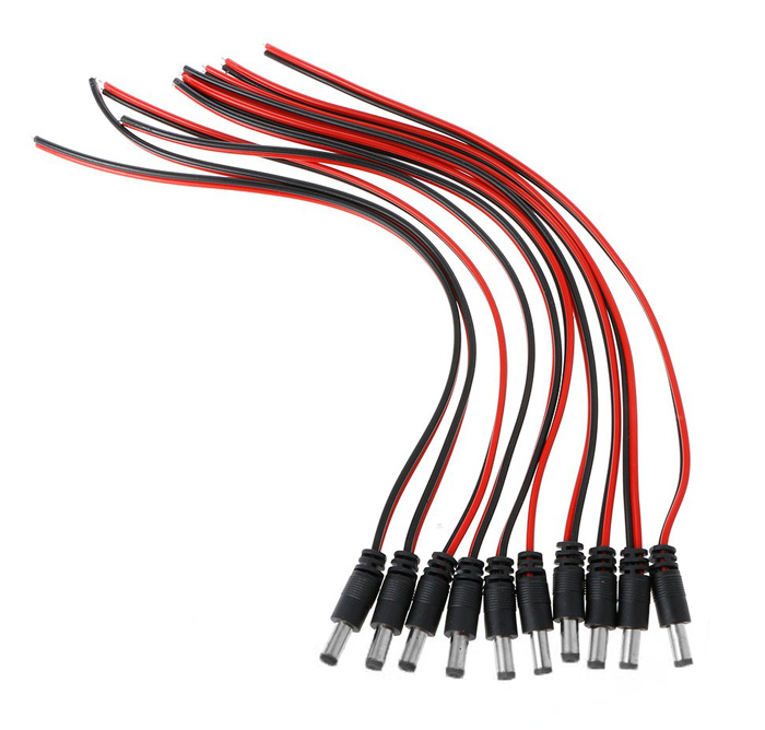 FOLKSAFE καλώδιο FS-DCPIGTAIL-M με αρσενικό βύσμα 5.5×2.1mm, 10τμχ