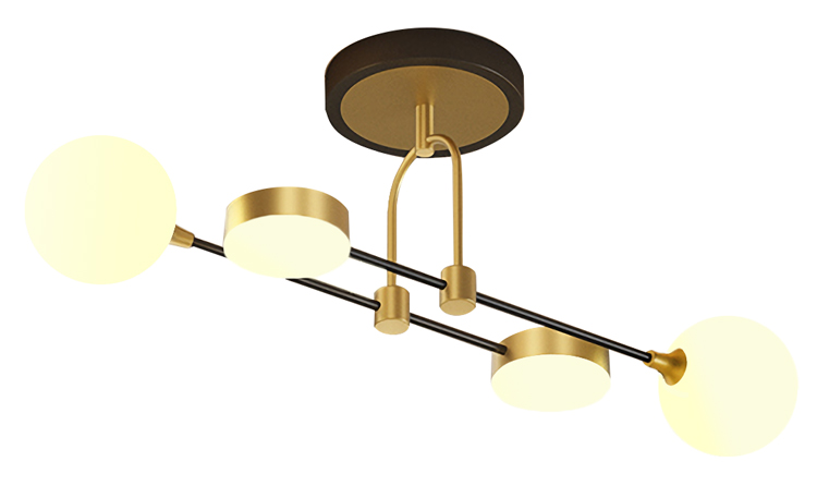 POWERTECH φωτιστικό οροφής HLL-0099, 2x E27 + 2x LED, μεταλλικό, χρυσό
