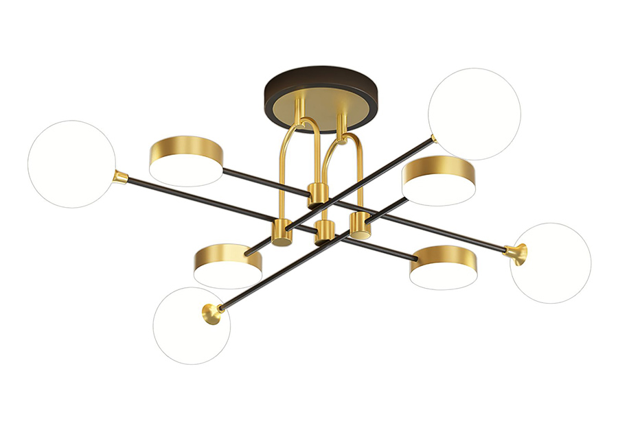 POWERTECH φωτιστικό οροφής HLL-0100, 4x E27 + 4x LED, μεταλλικό, χρυσό