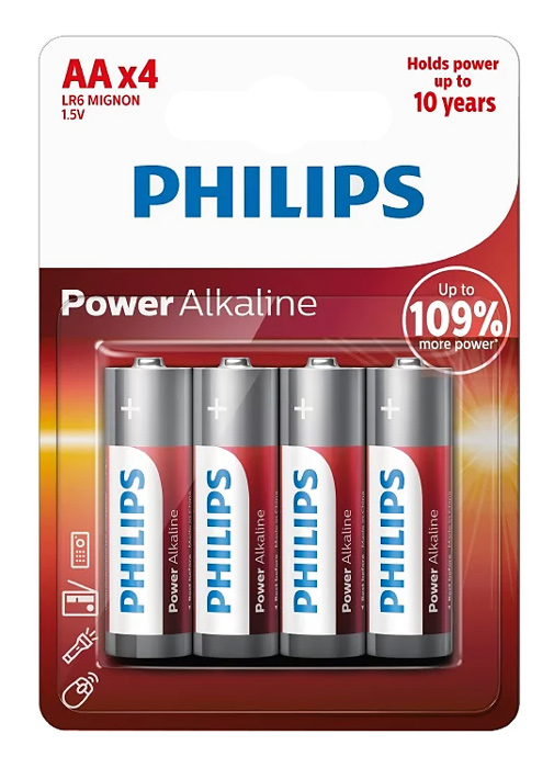PHILIPS Power αλκαλικές μπαταρίες LR6P4B/10, AA LR6 1.5V, 4τμχ