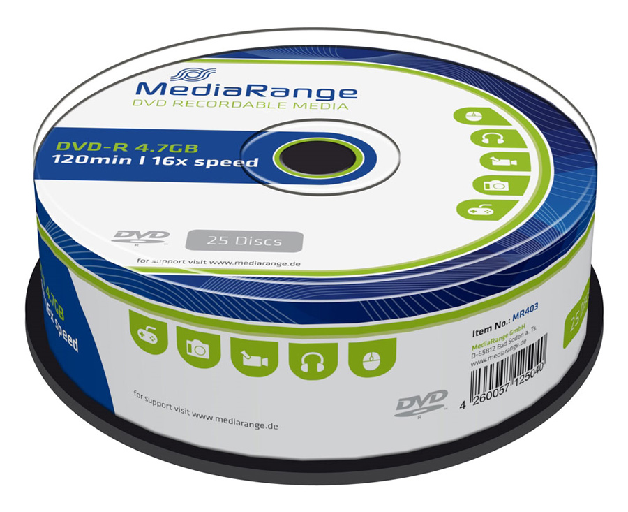 MEDIARANGE DVD-R 4.7GB 16x, cake box, 25τμχ