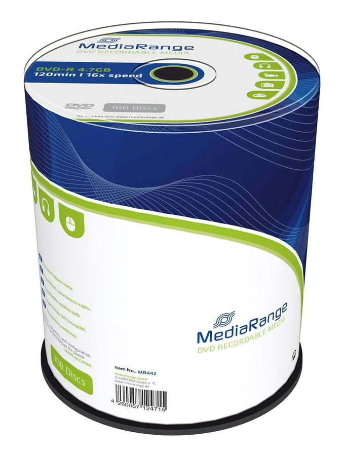 MEDIARANGE DVD-R 4.7GB 16x, cake box, 100τμχ