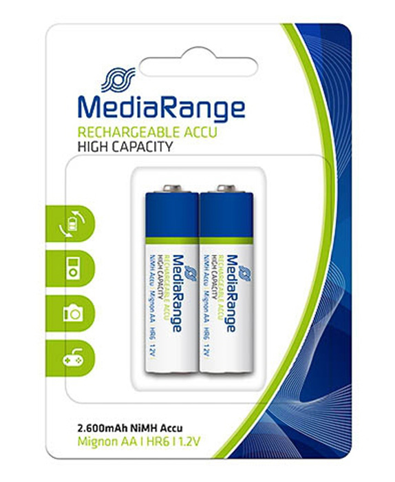 MEDIARANGE επαναφορτιζόμενες μπαταρίες Mignon AA HR6, 2600mAh, 2τμχ