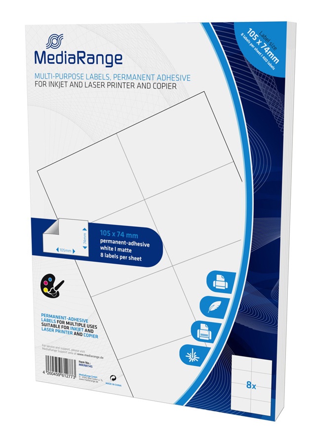 MEDIARANGE Ετικέτες πολλαπλών χρήσεων MRINK145, 105x74mm, 400τμχ