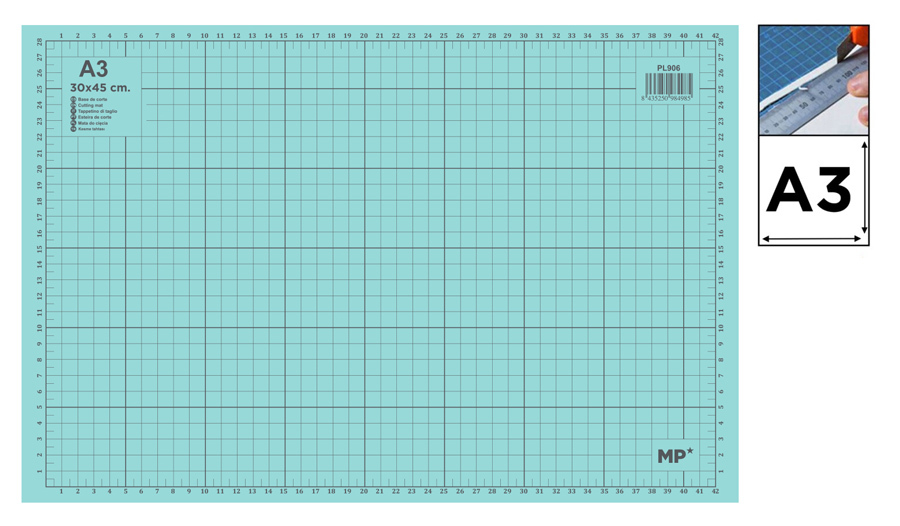 MP επιφάνεια κοπής A3 PL906 με κλίμακα, 30x45cm, πράσινη