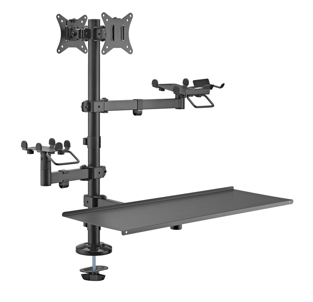 BRATECK βάση γραφείου PMM-02LD για 2x οθόνες 17″-32″/POS/πληκτρολόγιο