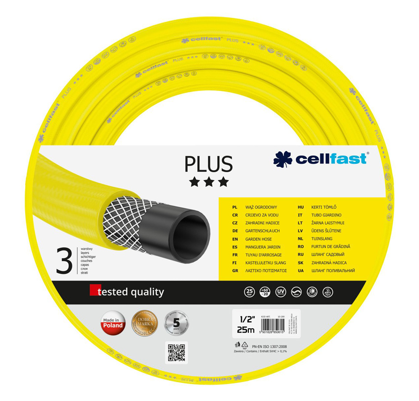 CELLFAST λάστιχο ποτίσματος 10200, 25 bar, 1/2″, 25m