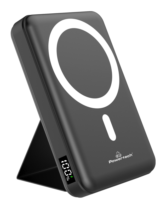 POWERTECH power bank PT-1136, 10000mAh, magnetic wireless, 22.5W, μαύρο