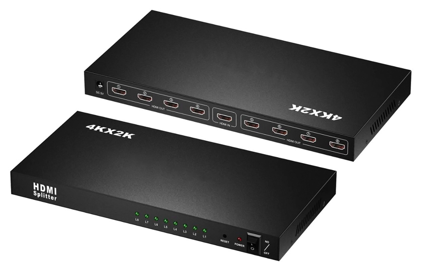 POWERTECH splitter HDMI σε 8x HDMI PTH-049, 4K, μαύρο