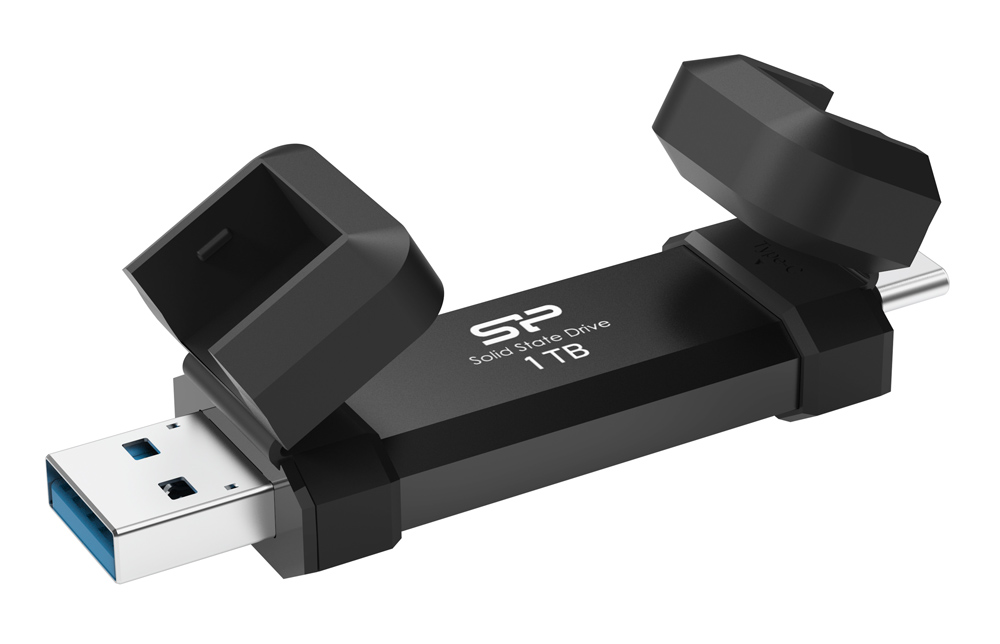 SILICON POWER εξωτερικός SSD DS72, USB/USB-C, 1TB, 1050-850MBps, μαύρο