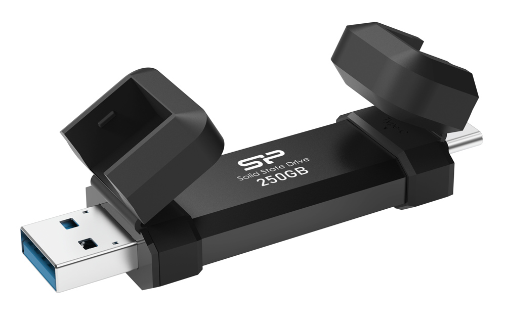 SILICON POWER εξωτερικός SSD DS72, USB/USB-C, 250GB 1050-850MBps, μαύρο